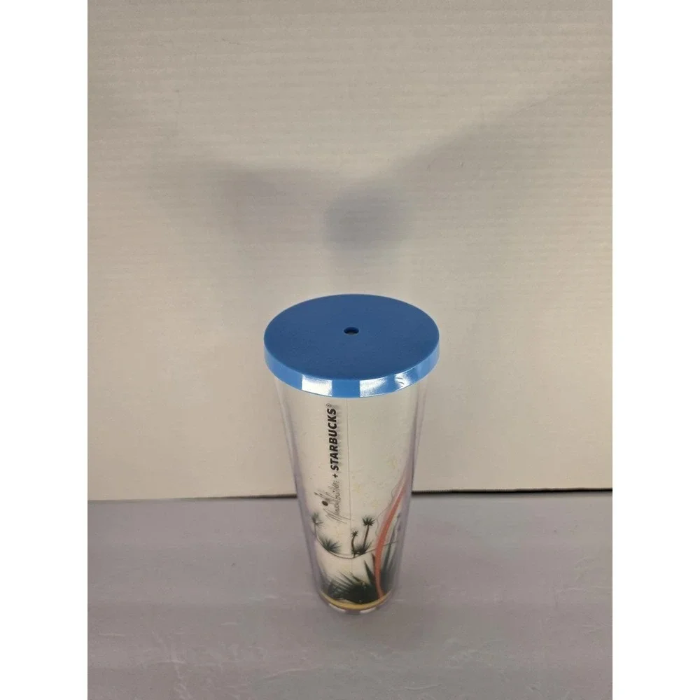 Starbucks x Manuel Swirls 16 oz Double Wall Tumbler Blue Lid Reusable Cup EUC
